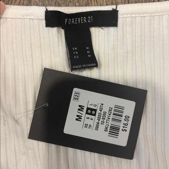 Forever 21 Cream Lace-Trimmed Tie-Front Top - Picture 2 of 8